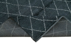 Purpleocco Black Geometric Wool Cotton Handmade Rug 9'0'' x 12'0''