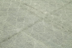 Purpleocco Grey Geometric Wool Cotton Handmade Rug 9'2'' x 11'10''