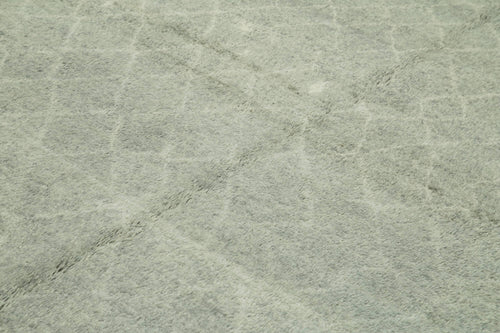 Purpleocco Grey Geometric Wool Cotton Handmade Rug 9'2'' x 11'10''