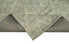 Purpleocco Grey Geometric Wool Cotton Handmade Rug 9'2'' x 11'10''