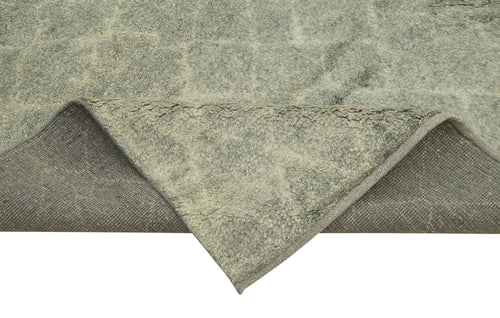 Purpleocco Grey Geometric Wool Cotton Handmade Rug 9'2'' x 11'10''