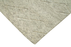 Purpleocco Beige Geometric Wool Cotton Handmade Rug 9'8'' x 14'2''