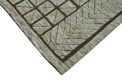 Purpleocco Brown Geometric Wool Cotton Handmade Rug 9'0'' x 12'0''