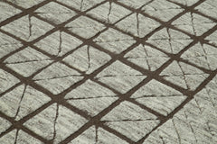 Purpleocco Brown Geometric Wool Cotton Handmade Rug 9'0'' x 12'0''