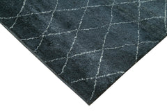 Purpleocco Black Geometric Wool Cotton Handmade Rug 9'1'' x 12'0''