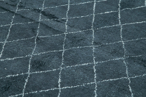 Purpleocco Black Geometric Wool Cotton Handmade Rug 9'1'' x 12'0''