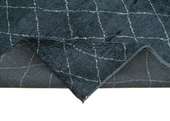 Purpleocco Black Geometric Wool Cotton Handmade Rug 9'1'' x 12'0''