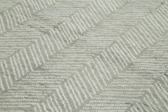 Purpleocco Grey Geometric Wool Cotton Handmade Rug 9'0'' x 11'10''
