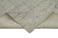 Purpleocco Grey Geometric Wool Cotton Handmade Rug 9'0'' x 11'10''