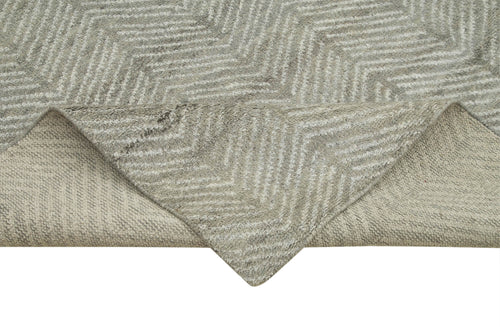 Purpleocco Grey Geometric Wool Cotton Handmade Rug 9'0'' x 11'10''