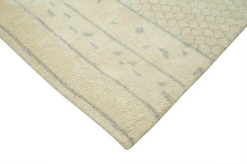 Purpleocco Beige Geometric Wool Cotton Handmade Rug 9'0'' x 12'0''