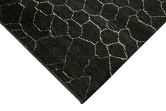 Purpleocco Brown Geometric Wool Cotton Handmade Rug 9'0'' x 12'3''