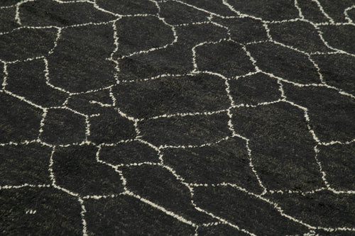 Purpleocco Brown Geometric Wool Cotton Handmade Rug 9'0'' x 12'3''