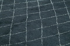 Purpleocco Blue Geometric Wool Cotton Handmade Rug 9'0'' x 12'0''