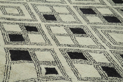 Purpleocco Beige Geometric Wool Cotton Handmade Rug 10'1'' x 13'8''