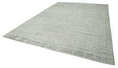 Purpleocco Grey Geometric Wool Cotton Handmade Rug 9'10'' x 13'9''