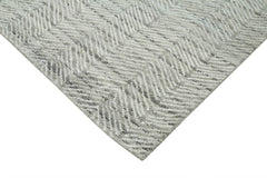 Purpleocco Grey Geometric Wool Cotton Handmade Rug 9'10'' x 13'9''