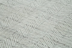 Purpleocco Grey Geometric Wool Cotton Handmade Rug 9'10'' x 13'9''