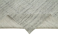 Purpleocco Grey Geometric Wool Cotton Handmade Rug 9'10'' x 13'9''