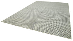 Purpleocco Beige Geometric Wool Cotton Handmade Rug 10'1'' x 14'0''