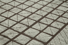 Purpleocco Brown Geometric Wool Cotton Handmade Rug 10'0'' x 14'0''