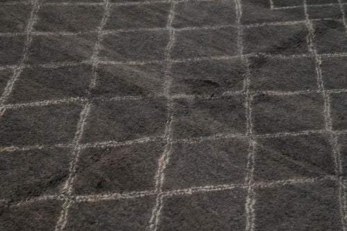 Purpleocco Brown Geometric Wool Cotton Handmade Rug 10'3'' x 14'0''