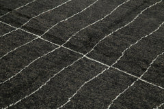 Purpleocco Black Geometric Wool Cotton Handmade Rug 10'0'' x 13'10''