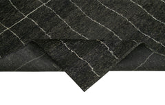 Purpleocco Black Geometric Wool Cotton Handmade Rug 10'0'' x 13'10''