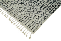 Purpleocco Beige Geometric Wool Cotton Handmade Rug 9'0'' x 12'0''