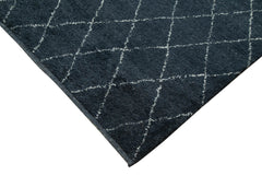 Purpleocco Blue Geometric Wool Cotton Handmade Rug 9'0'' x 12'0''