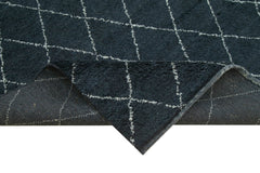 Purpleocco Blue Geometric Wool Cotton Handmade Rug 9'0'' x 12'0''