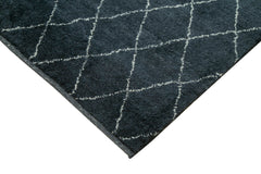 Purpleocco Blue Geometric Wool Cotton Handmade Rug 9'0'' x 12'0''