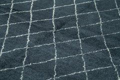 Purpleocco Blue Geometric Wool Cotton Handmade Rug 9'0'' x 12'0''