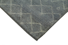 Purpleocco Grey Geometric Wool Cotton Handmade Rug 8'1'' x 10'1''