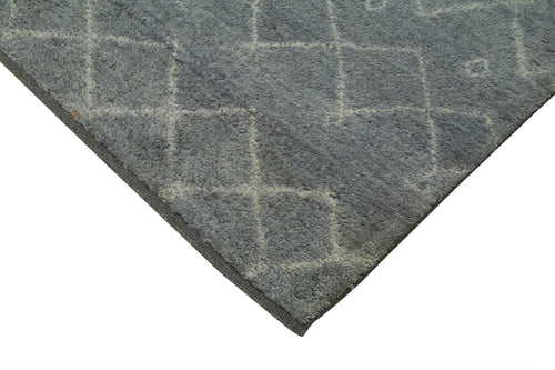 Purpleocco Grey Geometric Wool Cotton Handmade Rug 8'1'' x 10'1''