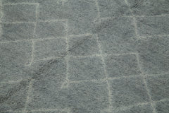 Purpleocco Grey Geometric Wool Cotton Handmade Rug 8'1'' x 10'1''