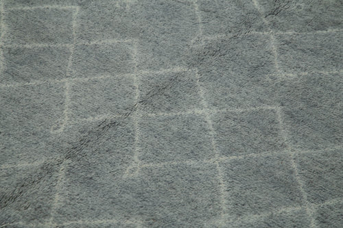 Purpleocco Grey Geometric Wool Cotton Handmade Rug 8'1'' x 10'1''