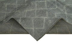 Purpleocco Grey Geometric Wool Cotton Handmade Rug 8'1'' x 10'1''