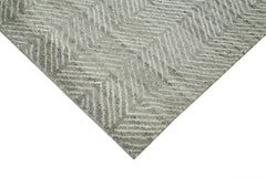 Purpleocco Grey Geometric Wool Cotton Handmade Rug 7'10'' x 10'0''