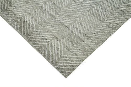 Purpleocco Grey Geometric Wool Cotton Handmade Rug 7'10'' x 10'0''