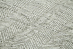 Purpleocco Grey Geometric Wool Cotton Handmade Rug 7'10'' x 10'0''