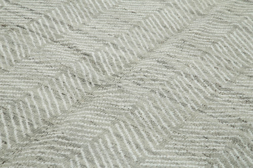 Purpleocco Grey Geometric Wool Cotton Handmade Rug 7'10'' x 10'0''