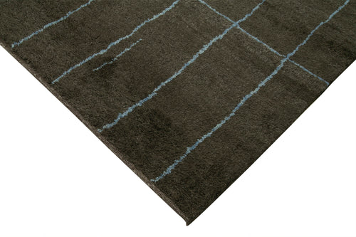 Purpleocco Brown Geometric Wool Cotton Handmade Rug 8'2'' x 9'10''