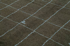 Purpleocco Brown Geometric Wool Cotton Handmade Rug 8'2'' x 9'10''