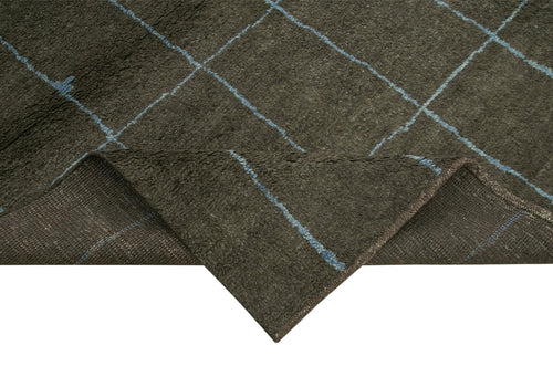 Purpleocco Brown Geometric Wool Cotton Handmade Rug 8'2'' x 9'10''