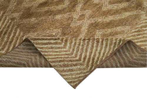 Purpleocco Brown Geometric Wool Cotton Handmade Rug 8'3'' x 10'0''