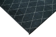 Purpleocco Blue Geometric Wool Cotton Handmade Rug 8'1'' x 10'0''