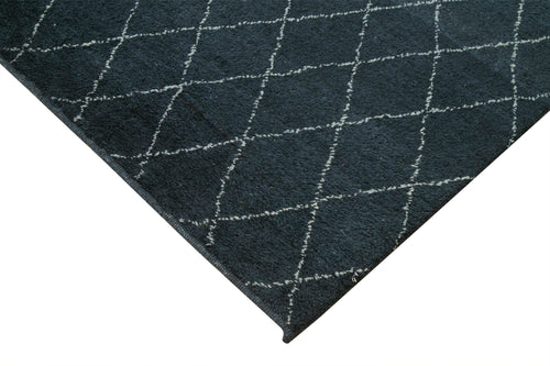 Purpleocco Blue Geometric Wool Cotton Handmade Rug 8'1'' x 10'0''
