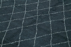 Purpleocco Blue Geometric Wool Cotton Handmade Rug 8'1'' x 10'0''