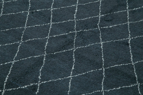 Purpleocco Blue Geometric Wool Cotton Handmade Rug 8'1'' x 10'0''